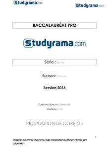 Corrige BAC PRO Français 2016 