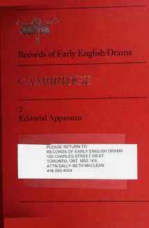 Cambridge 2: Editorial Apparatus - Records of Early English Drama
