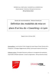 Définition des modalités de mise en place d un lieu de Coworking à Lyon -  rapport, 2010