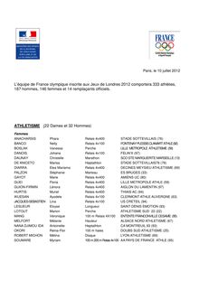 Equipe de France. Jeux olympiques 2012