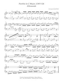 Partition complète, Partita en C major, GWV 126, C major, Graupner, Christoph