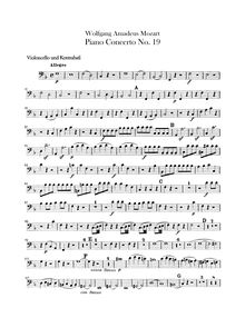 Partition violoncelles / Basses, Piano Concerto No.19, F major, Mozart, Wolfgang Amadeus par Wolfgang Amadeus Mozart