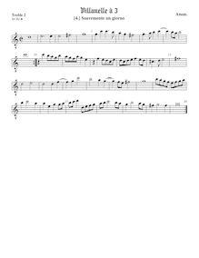 Partition Treble2 viole de gambe, octave aigu clef, Villanelle pour 3 violes de gambe