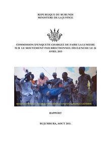 Rapport de la commission d enquête sur « le mouvement insurrectionnel déclenché le 26 avril 2015 »