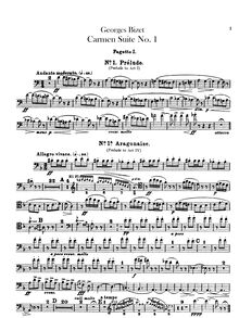 Partition basson 1, 2, Carmen  No.1, Bizet, Georges