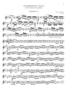 Partition violons II, Symphony No.2, B♭ Major, Schubert, Franz