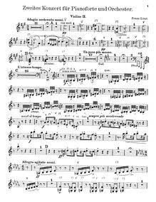 Partition violons II, Piano Concerto No.2, A major, Liszt, Franz