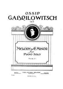 Partition complète, Melodie, Op.8, Gabrilowitsch, Ossip