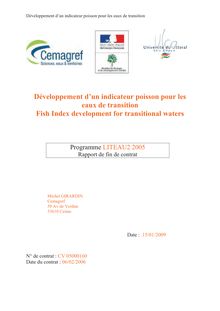 Développement d’un indicateur poisson pour les eaux de transition. : synthese