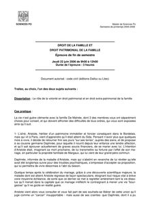 Droit de la famille et Droit patrimonial de la famille 2006 Master Carrières Judiciaires et Juridiques IEP Paris - Sciences Po Paris