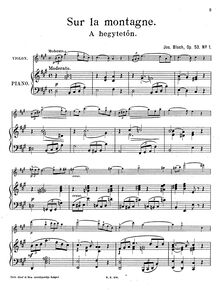 Partition violon et Piano parties, 2 Morceaux Idylliques, Bloch, József par József Bloch