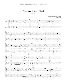 Partition complète, Komm, süsser Tod, Bach, Johann Sebastian