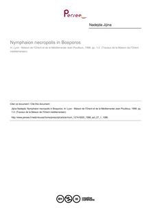 Nymphaion necropolis in Bosporos - article ; n°1 ; vol.27, pg 199-216