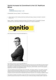 Agnitio Increases its Commitment to the U.S. Healthcare Market