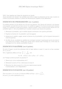 Mathématiques 2005 Classe Prepa HEC (ECE) Ecole Supérieure de Gestion (ESG)