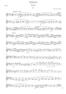 Partition hautbois, Somnis, windquintet avec sax et piano, Sanchis, Salvador