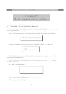 Probabilités - Conditionnement Cours 4