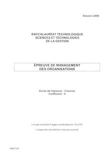 Sujet du bac STG 2009: Management des Organisations