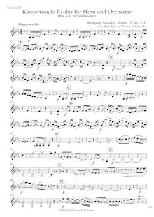 Partition violons II, Rondo, Horn Concerto ; Konzertsatz, E♭ major