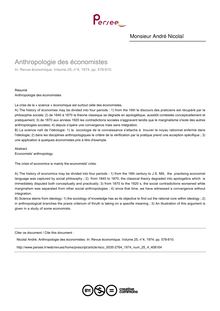Anthropologie des économistes - article ; n°4 ; vol.25, pg 578-610