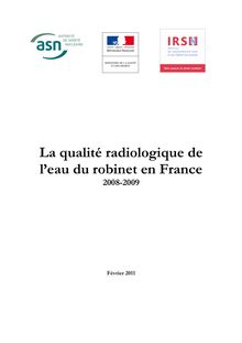 La qualité radiologique de l eau du robinet en France : 2008-2009