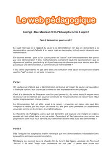 Baccalauréat Philosophie 2016 - Série S - Sujet 2