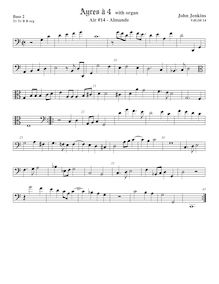 Partition viole de basse 2, basse clef, Airs pour 4 violes de gambe avec orgue