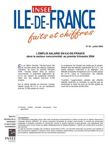 L emploi salarié en Ile-de-France dans le secteur concurrentiel au 1er trimestre 2004