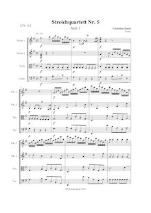 Partition Satz 1, Streichquartett Nr.5, G major, Junck, Christian