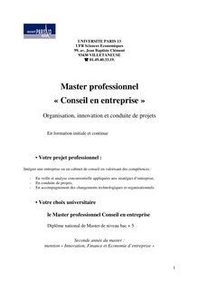 Master professionnel « Conseil en entreprise »