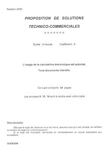 Proposition de solutions technico - commerciales 2000 Génie électrique et mécanique BTS Technico-commercial
