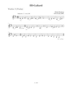 Partition violon 4 (viole de gambe),  No.4 en D major, D major, Rondeau, Michel par Michel Rondeau