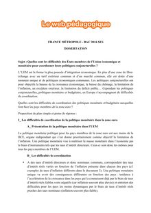 Baccalauréat SES 2016 - Série ES, Dissertation