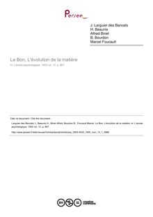 Le Bon, L évolution de la matière - compte-rendu ; n°1 ; vol.12, pg 667-667