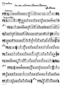Partition Trombone 1 (ad lib), pour Blue Danube, Op. 314, On the Beautiful Blue Danube - WalzesAn der schönen blauen Donau