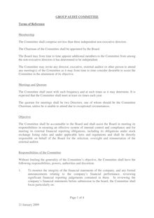 Group Audit Committee Terms of reference Jan 08