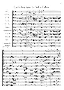 Partition complète, Brandenburg Concerto No.1, F major, Bach, Johann Sebastian par Johann Sebastian Bach