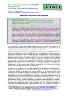 Taxonomía Veterinaria en Argentina