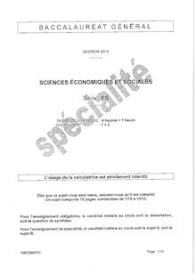 Sujet du bac ES 2010: Sciences Economiques Spécialité