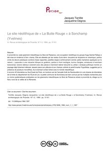 Le site néolithique de « La Butte Rouge » à Sonchamp (Yvelines) - article ; n°1 ; vol.1, pg 51-61