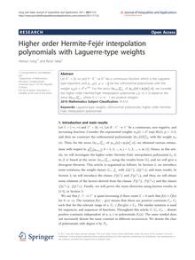 Higher order Hermite-Fejér interpolation polynomials with Laguerre-type weights