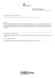 Monnaies en Touraine - article ; n°1 ; vol.20, pg 55-61