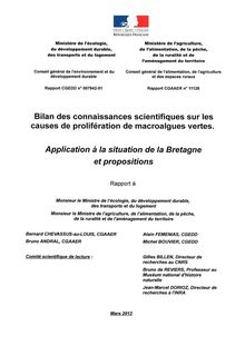 Bilan des connaissances scientifiques sur les causes de prolifération des macroalgues vertes - Application à la situation de la Bretagne et propositions