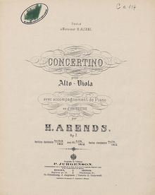 Partition de piano, viole de gambe Concertino, Concertino pour alto-viola avec accompagnement de piano ou d orchestre