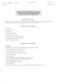 Définition et préparation de l organisation de la production 2002 BTS Industries graphiques