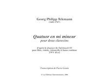 Partition , Adagio, Quartetto, TWV 43:e2, E minor, Telemann, Georg Philipp