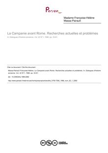La Campanie avant Rome. Recherches actuelles et problèmes - article ; n°1 ; vol.22, pg 33-61
