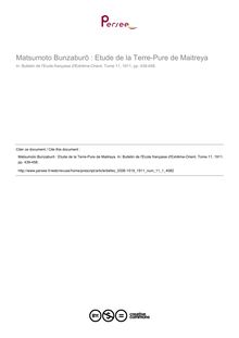 Matsumoto Bunzaburō : Etude de la Terre-Pure de Maitreya - article ; n°1 ; vol.11, pg 439-458