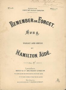 Partition Complete  score, Remember ou Forget, F major, Aidé, Hamilton