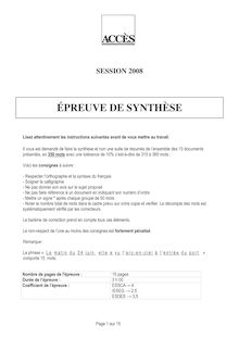 Synthèse 2008 Concours Accès